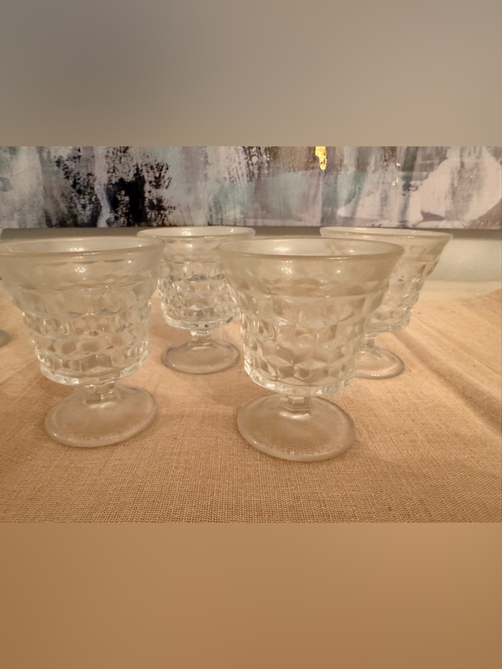 Clear Glass Textured Goblet - Set of 4